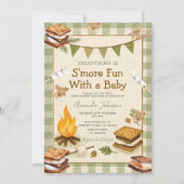 Everything S'more Fun Green Baby Shower Gingham Kaart (Voorkant)