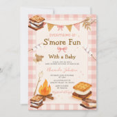 Everything S'more Fun Pink Baby Shower Gingham Kaart (Voorkant)