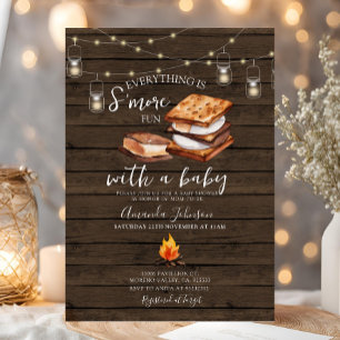 Everything S'more Fun Wood Baby shower Invitation Kaart