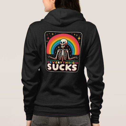 "Everything Sucks" Skeleton & Rainbow Hoodie 💀🌈 (Achterkant)
