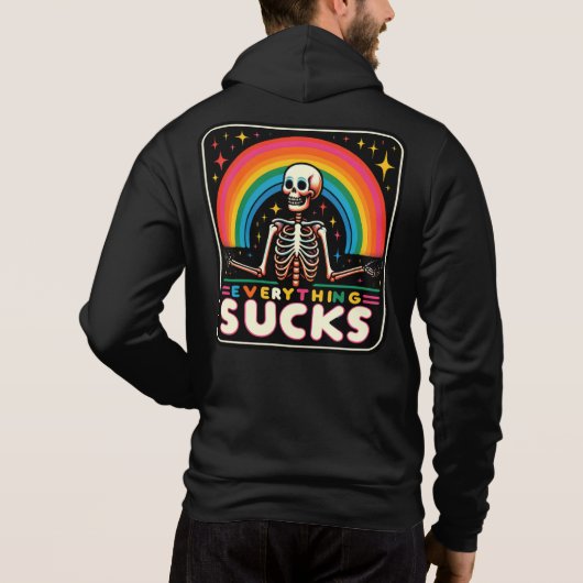 "Everything Sucks" Skeleton & Rainbow Hoodie 💀🌈 (Achterkant)