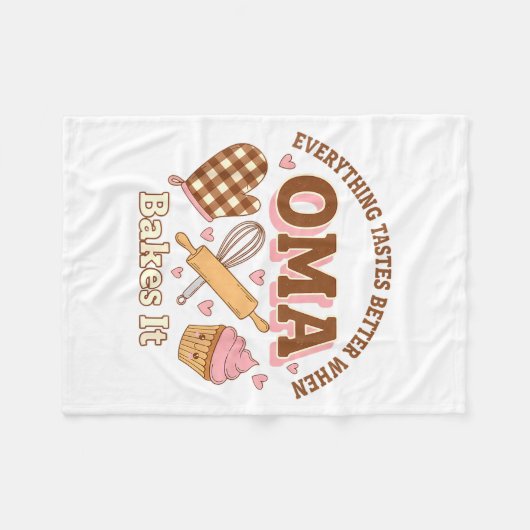 Everything Tastes Better When Oma Bakes It Mother' Fleece Deken (Voorkant (Horizontaal))