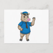 Everzwijn als politieagent met politiehoed briefkaart (Voorkant)