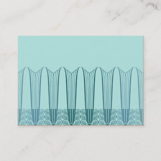 EVE'S BALCONY, Art Deco Ironwork in Aqua en Blauwg Visitekaartje (Voorkant)