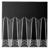 EVE'S BALCONY, Art Deco Ironwork in het wit, zwart Tegeltje (Voorkant)