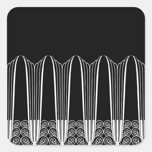 EVE'S BALCONY, Art Deco Ironwork in het wit, zwart Vierkante Sticker (Voorkant)