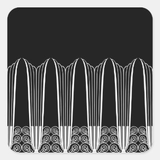 EVE'S BALCONY, Art Deco Ironwork in het wit, zwart Vierkante Sticker