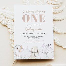 EVIE Cute Pastel Baby Bunny 1st Birthday Kaart