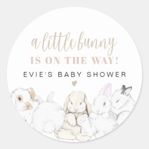 EVIE Cute Pastel Waterverf Bunny Baby shower Ronde Sticker