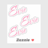 Evie decoratieve naam in roze x3 Sticker (Vel)