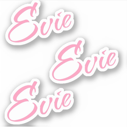 Evie decoratieve naam in roze x3 Sticker (Voorkant)