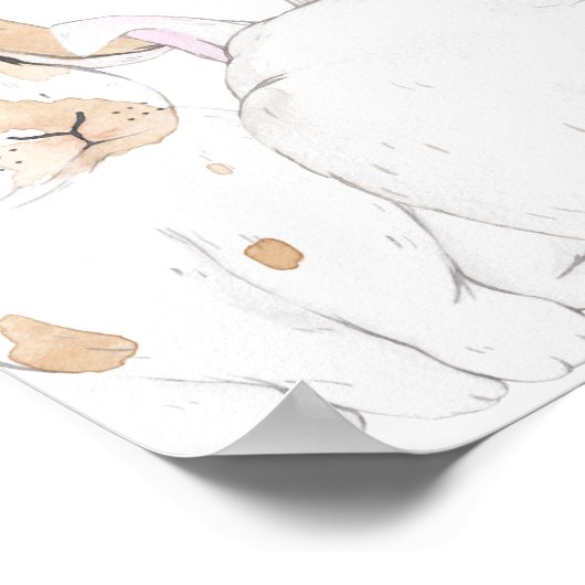 EVIE Schattige Pastel Baby Bunny Baby shower Welko Poster (Hoek)