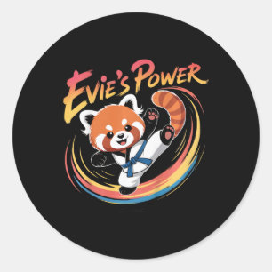 Evie's Power Red Panda Taekwondo Karate Blauwe Ban Ronde Sticker