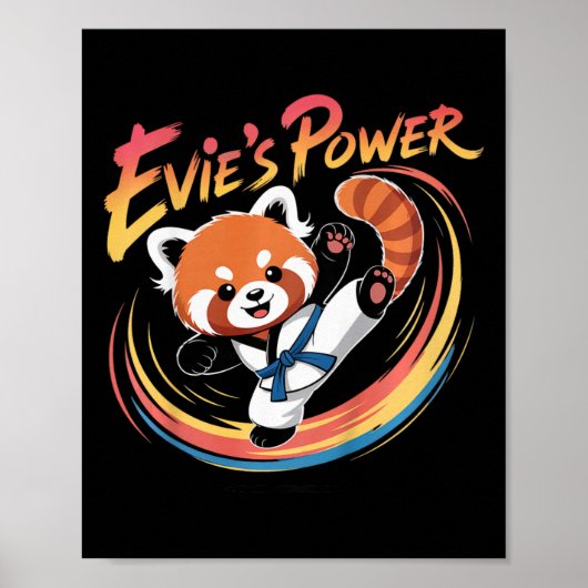 Evie's Power Rode Panda Taekwondo Karate Blauwe Ba Poster (Voorkant)