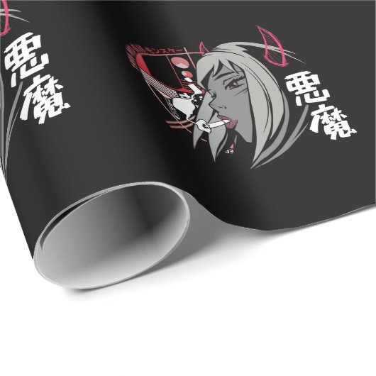 Evil Anime Sad Girl Otaku Japans esthetisch Cadeaupapier (Rol Hoek)