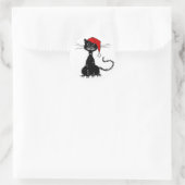 Evil Black Cat Christmas Ronde Sticker (Tas)