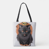 Evil Black Cat Full Print Canvas tas (Achterkant)