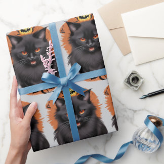 Evil Black Cat Halloween inpakpapier