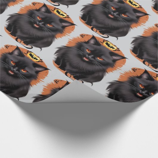 Evil Black Cat Halloween inpakpapier (Hoek)