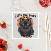 Evil Black Cat Halloween Paper Napkin Servet (Insitu)