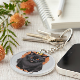 Evil Black Cat Halloween Sleutelhanger
