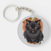 Evil Black Cat Halloween Sleutelhanger (Voorkant)