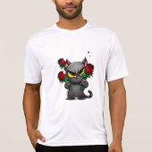 Evil Black Cat Holding Rozen Cool Dark Stars T-shirt (Voorkant)