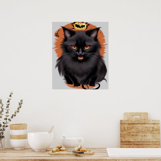 Evil Black Cat Poster doorzichtige achtergrond (Keuken)