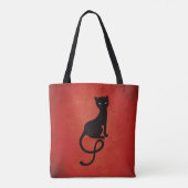 Evil Black Cat Red Elegant Tote Bag (Achterkant)