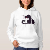 Evil Black Cat Silhouette met rode ogen Hoodie (Voorkant)