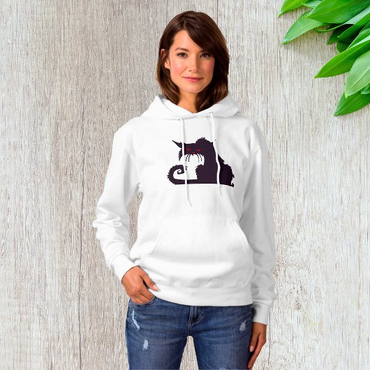 Evil Black Cat Silhouette met rode ogen Hoodie