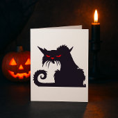 Evil Black Cat Silhouette met rode ogen Kaart