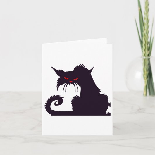 Evil Black Cat Silhouette met rode ogen Kaart (Voorkant)