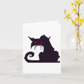 Evil Black Cat Silhouette met rode ogen Kaart (Gele Bloem)