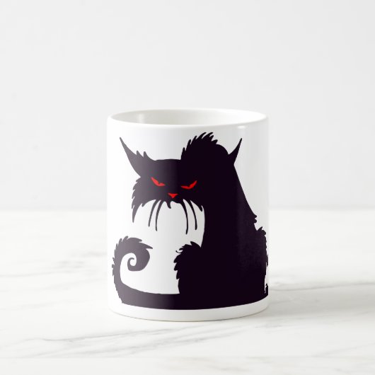 Evil Black Cat Silhouette met rode ogen Koffiemok (Center)