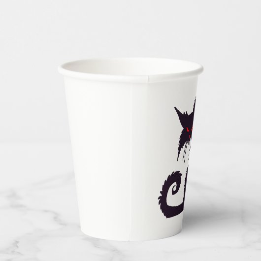 Evil Black Cat Silhouette met rode ogen Papieren Bekers (Rechts)