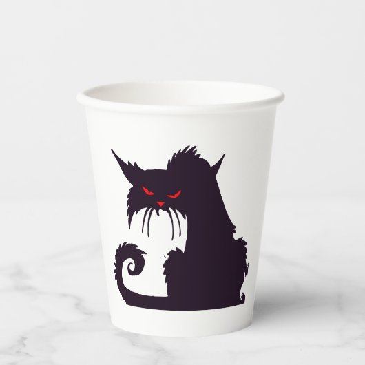 Evil Black Cat Silhouette met rode ogen Papieren Bekers (Voorkant)