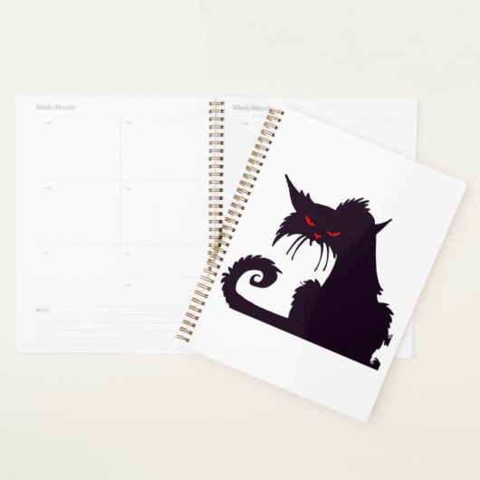 Evil Black Cat Silhouette met rode ogen Planner (Display)