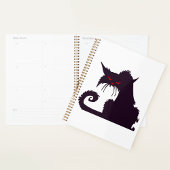 Evil Black Cat Silhouette met rode ogen Planner