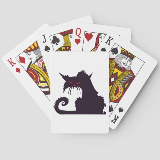 Evil Black Cat Silhouette met rode ogen Pokerkaarten (Achterkant)