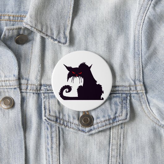 Evil Black Cat Silhouette met rode ogen Ronde Button 7,6 Cm (In situ)