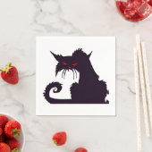 Evil Black Cat Silhouette met rode ogen Servet (Insitu)