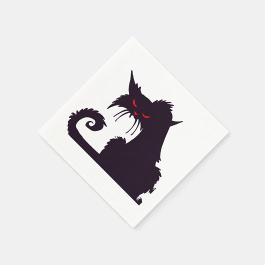 Evil Black Cat Silhouette met rode ogen Servet (Hoek)