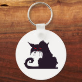 Evil Black Cat Silhouette met rode ogen Sleutelhanger (Voorkant)