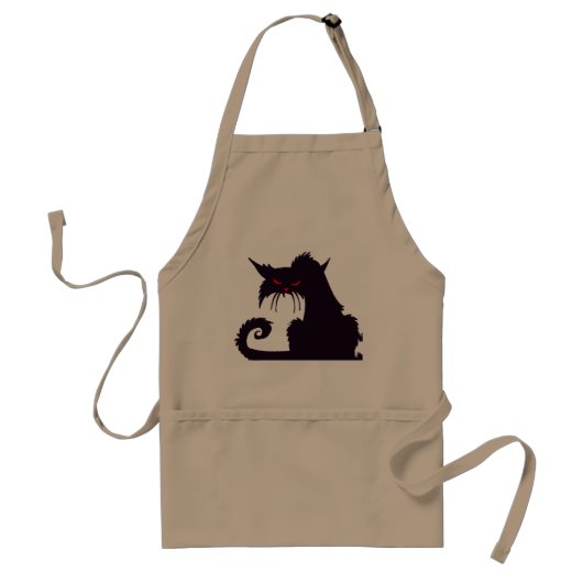 Evil Black Cat Silhouette met rode ogen Standaard Schort (Voorkant)