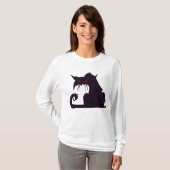 Evil Black Cat Silhouette met rode ogen T-shirt (Voorkant volledig)