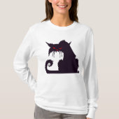 Evil Black Cat Silhouette met rode ogen T-shirt (Voorkant)