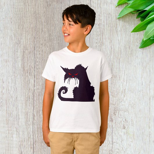 Evil Black Cat Silhouette met rode ogen T-shirt