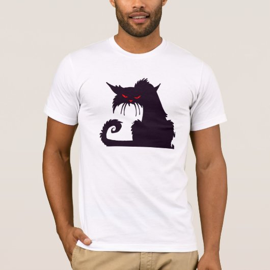 Evil Black Cat Silhouette met rode ogen T-shirt (Voorkant)