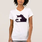 Evil Black Cat Silhouette met rode ogen T-shirt (Voorkant)